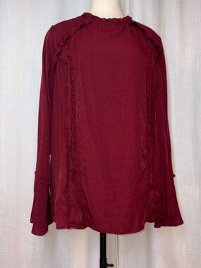 Burgundy Ava + Viv 4X Blouse ~ Very sweet ruffles